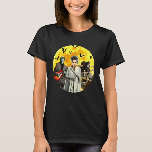 Frankenguitar Frankenstein med Bride & Igor Hallo T Shirt (Framsida)