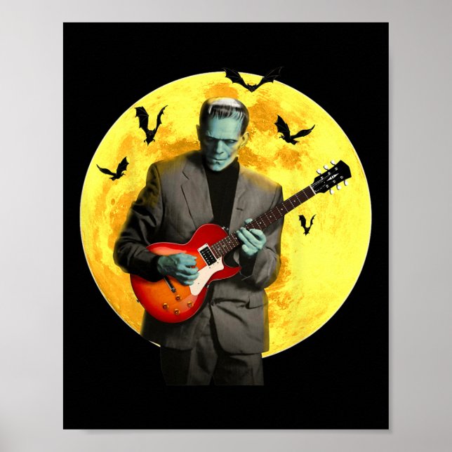 Frankenguitar Plays Electric Guitar Halloween Poster (Framsidan)
