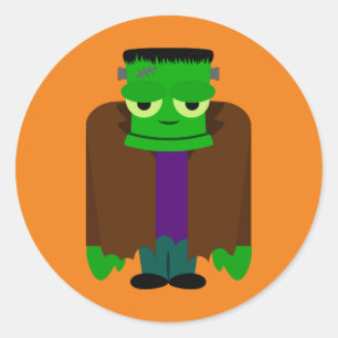 Frankenmonster Halloween klär sig upp Runt Klistermärke