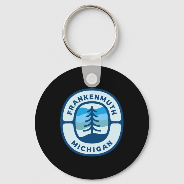 Frankenmuth Michigan Mi Retro Winter Forest Souven Nyckelring (Framsida)