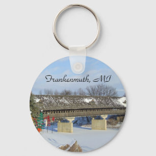 Frankenmuth Michigan Övertäckt Bro Snö Nyckelring