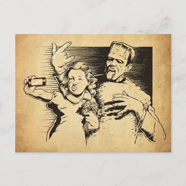 Frankenselfie Vykort (Framsida)