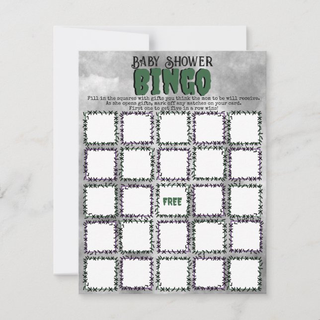 Frankenstein Baby Shower Bingo Game Anteckningskort (Framsida)