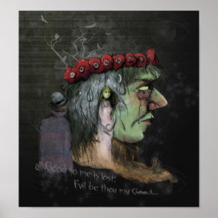 Frankenstein Bra och Evil Quote Illustration Poster