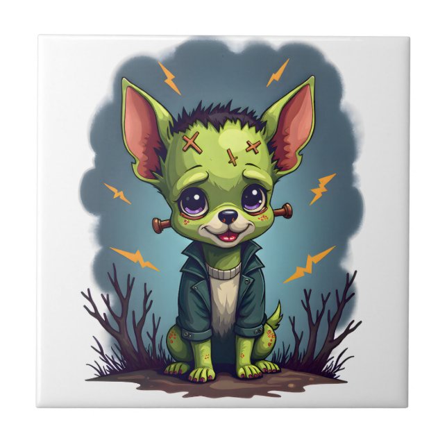 Frankenstein Chihuahua Chock Kakelplatta (Framsidan)