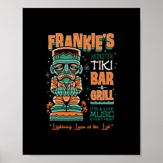 Frankenstein Creepy Cute Tiki Lounge Vacation Surf Poster
