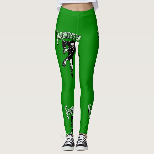 Frankenstein - damasker/Halloween Leggings (Framsida)