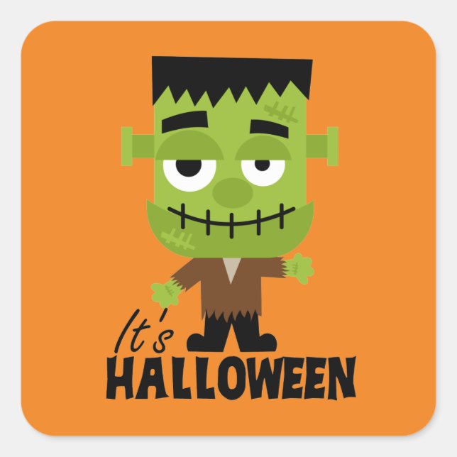 Frankenstein Det är Halloween Fyrkantigt Klistermärke (Framsida)