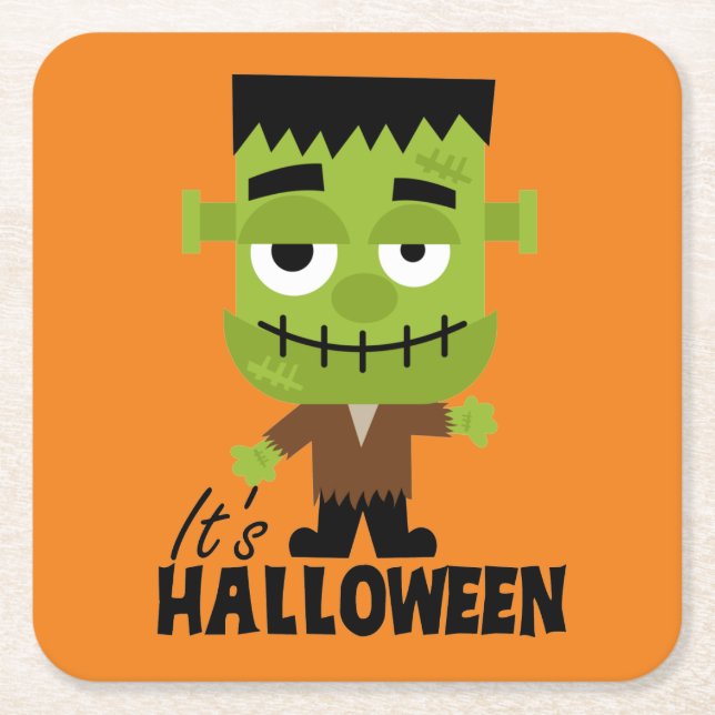Frankenstein Det är Halloween Underlägg Papper Kvadrat (Framsidan)