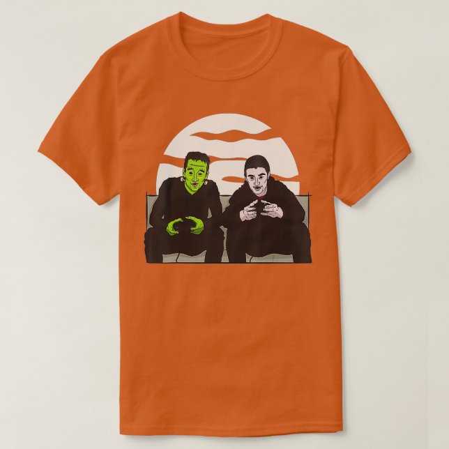 Frankenstein Dracula Gaming Funny Halloween Gamer T Shirt (Design framsida)