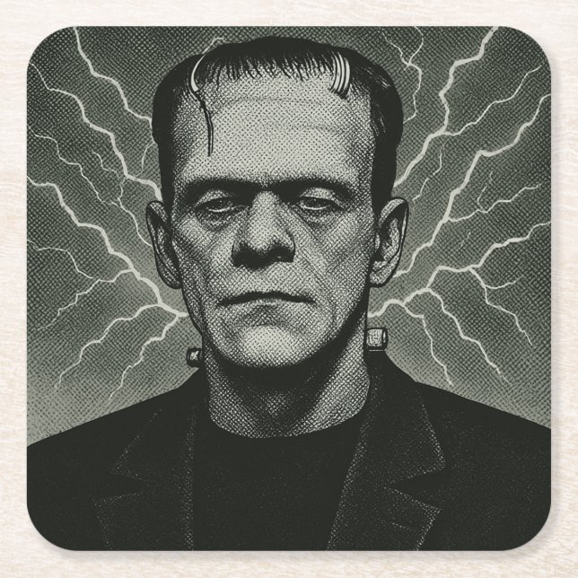 Frankenstein Electricity Art Underlägg Papper Kvadrat (Framsidan)