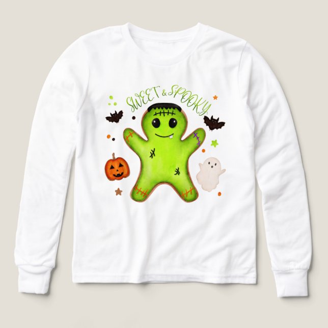 Frankenstein Gingerbread Halloween Barn T Shirt (Design framsida)