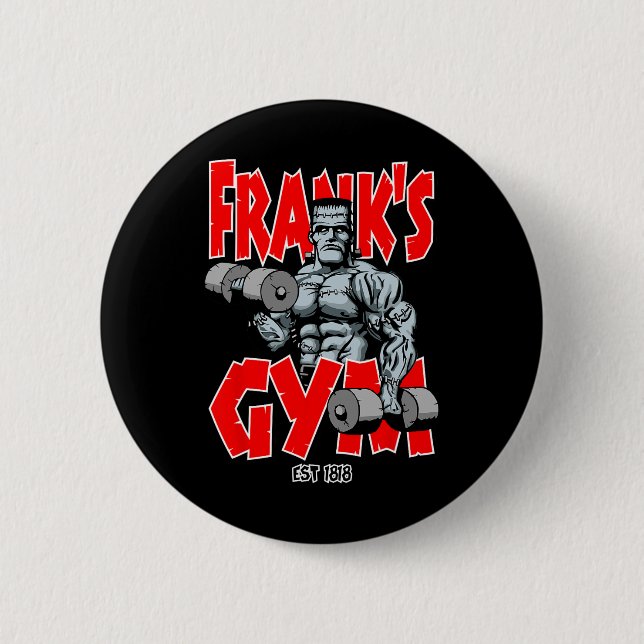 Frankenstein Gym Funny Bodybuilding Fitness Workou Knapp (Framsida)