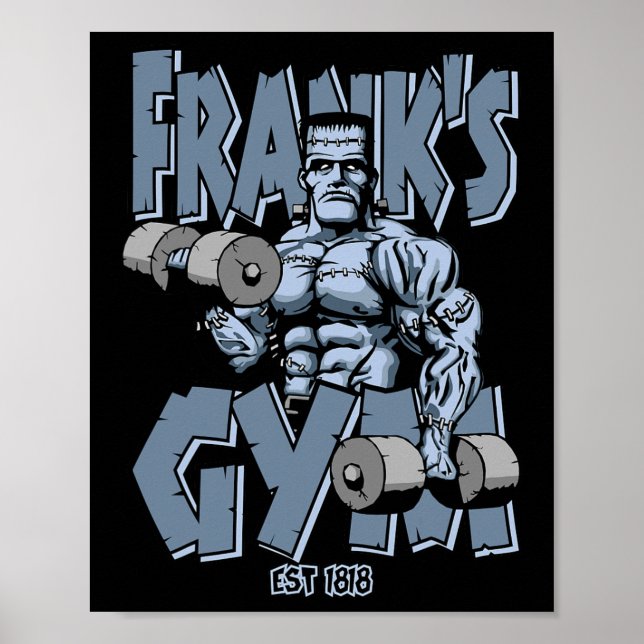 Frankenstein Gym Funny Bodybuilding Fitness Workou Poster (Framsidan)