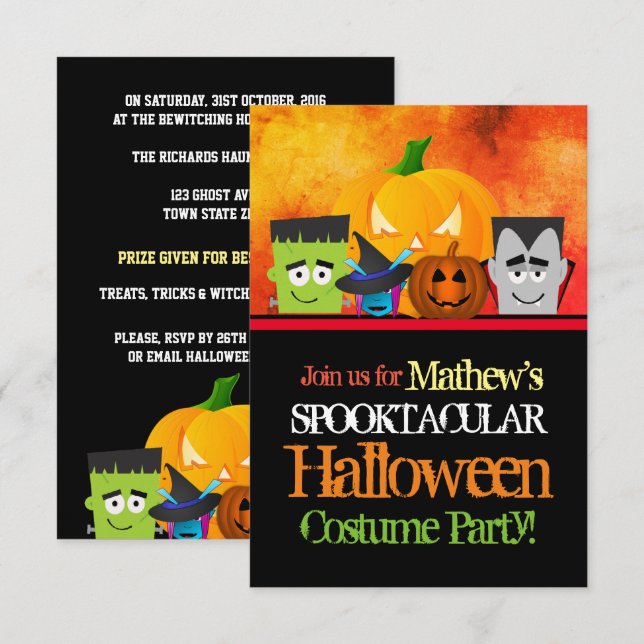 Frankenstein Halloween Costume Party-inbjudan Inbjudningar (Fram/baksida)