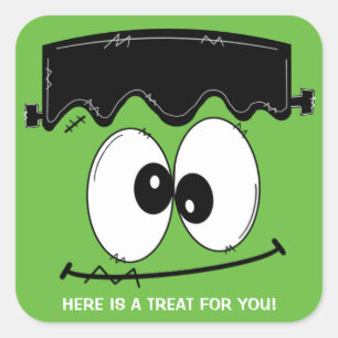 Frankenstein Halloween fest Stickers, Halloween Fyrkantigt Klistermärke