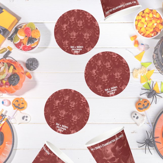Frankenstein Halloween fest Underlägg Papper Rund (Frankenstein Halloween Party Round Paper Coaster)