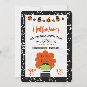 Frankenstein Halloween Födelsedagsfest inbjudan