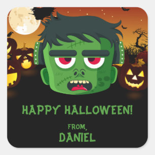 Frankenstein Halloween Fyrkantigt Klistermärke