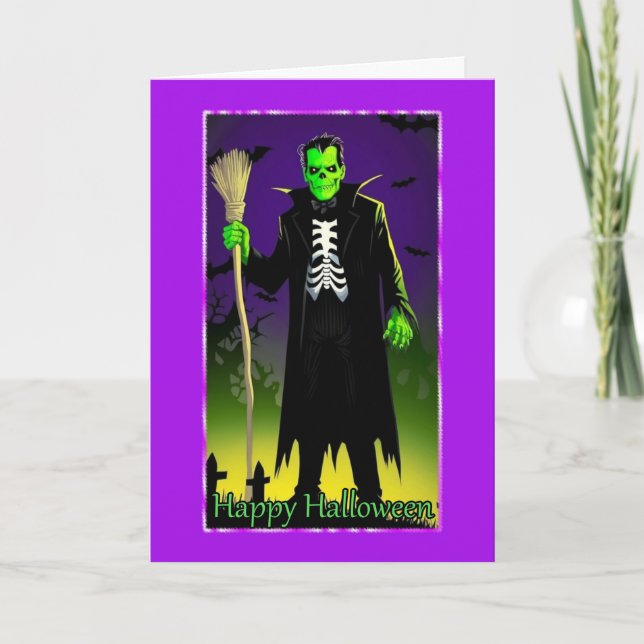 Frankenstein Halloween-kort Helgkort (Framsida)