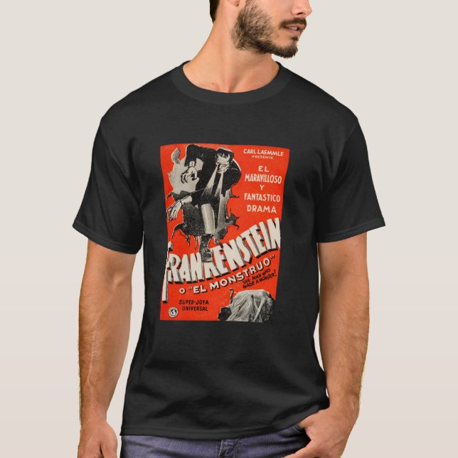 Frankenstein Halloween Monster Poster Spanska häst T Shirt (Framsida)
