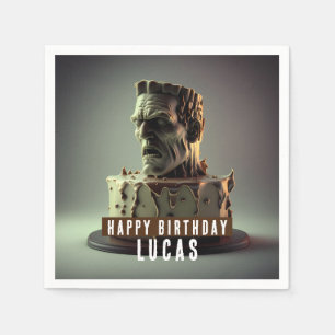 Frankenstein Head Birthday Chocolate Cake - Pappersservett