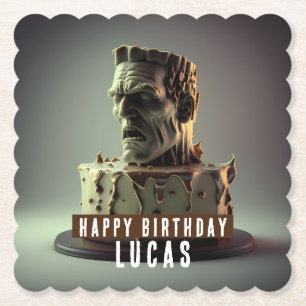 Frankenstein Head Birthday Chocolate Cake - Underlägg Papper