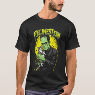 Frankenstein kattälskare Felinestein rolig Hallowe T Shirt
