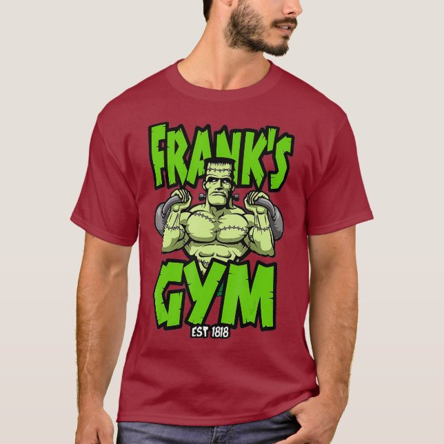 Frankenstein Kettlebell Fitness Gym Halloween T Shirt (Framsida)