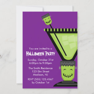 Frankenstein Martini Glass Halloween Inbjudningar