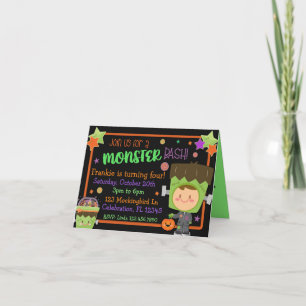 Frankenstein Monster Bash Halloween Birthday Inbjudan