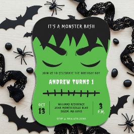 Frankenstein Monster Bash Halloween Födelsedagsfes Inbjudningar