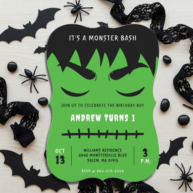 Frankenstein Monster Bash Halloween Födelsedagsfes Inbjudningar (Frankenstein Monster Bash Halloween Birthday Party Invitation
)