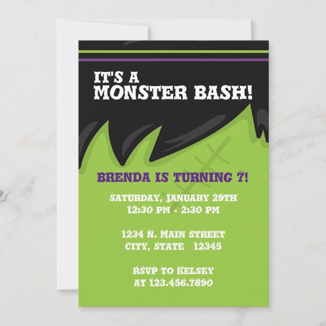 Frankenstein Monster Bash Halloween Inbjudningar (Framsida)
