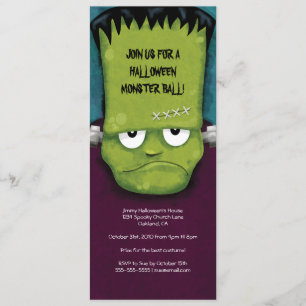 Frankenstein Monster Boll Halloween fest Invita Inbjudningar