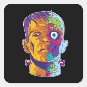 Frankenstein Monster Fyrkantigt Klistermärke