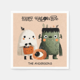 Frankenstein Monster & Ghost Spooky Cute Halloween Pappersservett