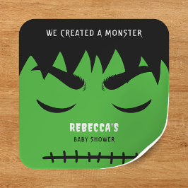 Frankenstein Monster Halloween Baby Shower Fyrkantigt Klistermärke