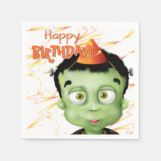 Frankenstein Monster Halloween Birthday Pappersservett (Framsidan)