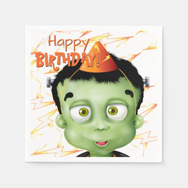 Frankenstein Monster Halloween Birthday Pappersservett (Framsidan)