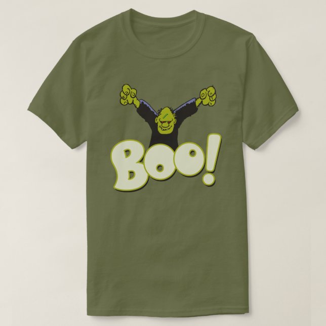 Frankenstein Monster Halloween BOO Type Grönt T-shirt (Design framsida)