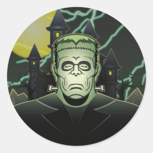 Frankenstein Monster Halloween Castle Lightning Runt Klistermärke
