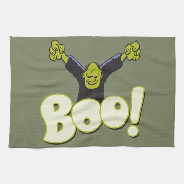 Frankenstein Monster Halloween Huge BOO Kökshandduk (Horisontell)
