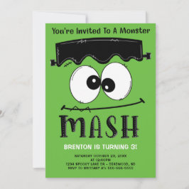 Frankenstein Monster Mash Halloween Födelsedagsfes Inbjudningar