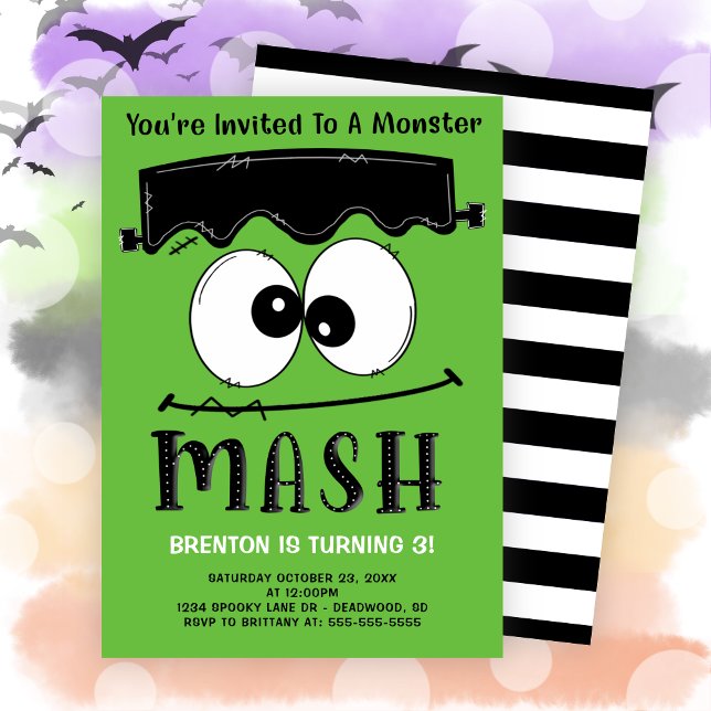 Frankenstein Monster Mash Halloween Födelsedagsfes Inbjudningar (Frankenstein Monster Mash Halloween Birthday Party Invitation)