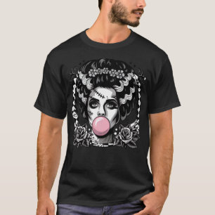 Frankenstein Monster och Bride Bubble Gum Funny Ha T Shirt