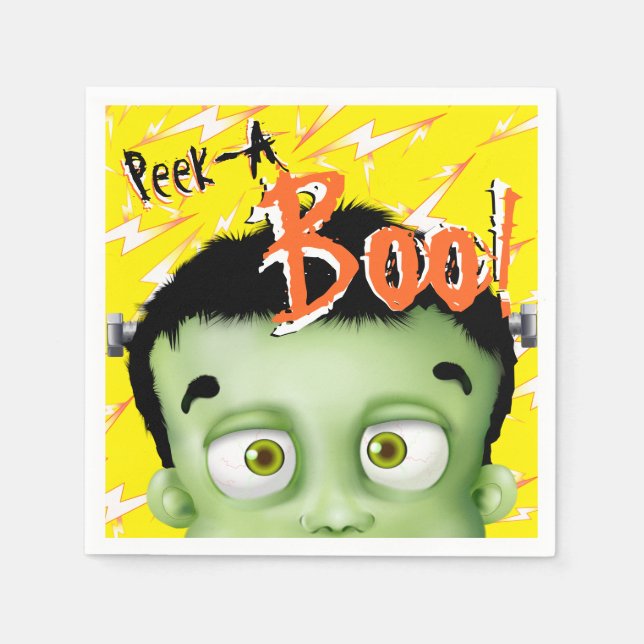 Frankenstein Monster Peek A Boo Halloween Pappersservett (Framsidan)