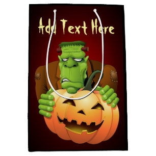 Frankenstein Monster Tecknad med Pumpkin