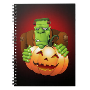 Frankenstein Monster Tecknad med Pumpkin Anteckningsbok Med Spiral