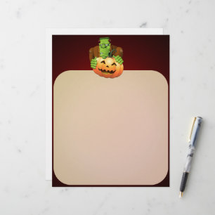 Frankenstein Monster Tecknad med Pumpkin Brevhuvud